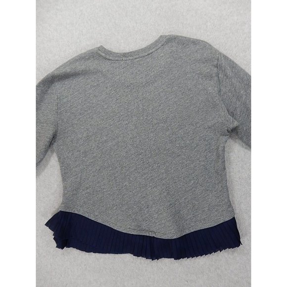 J Crew Ruffled‎ Hem Crew Sweatshirt (Women's Small) Gray/Blue - Cotton - Picture 11 of 11